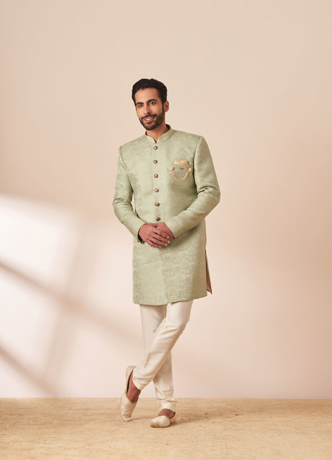 Sage Green Achkan Indo Western image number 1